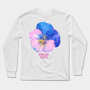 Pansy cute blue Long Sleeve T-Shirt